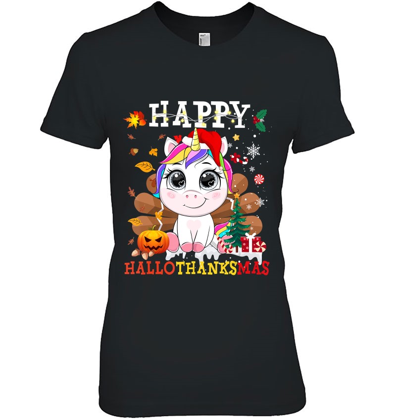 Unicorn Santa Hat Happy Hallothanksmas Thanksgiving Xmas Unicorn Santa Hat Happy Hallothanksmas Thanksgiving Xmas