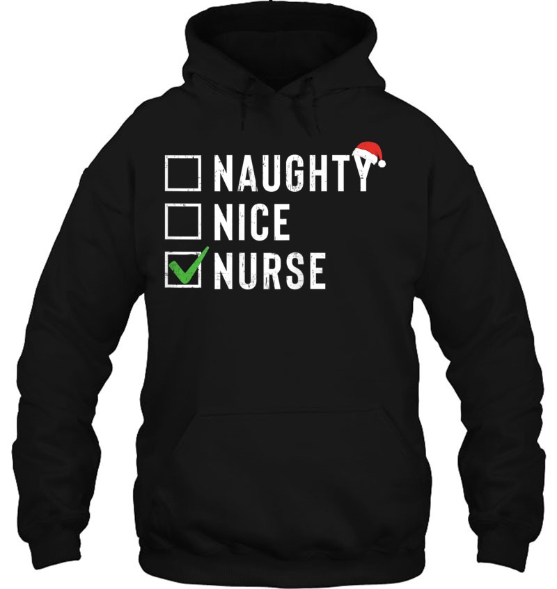 Womens Naughty Nice Nurse Shirt Santa Hat Christmas Gift