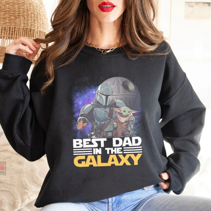 Star Wars Best Dad In The Galaxy Mandalorian Baby Yoda T-Shirt