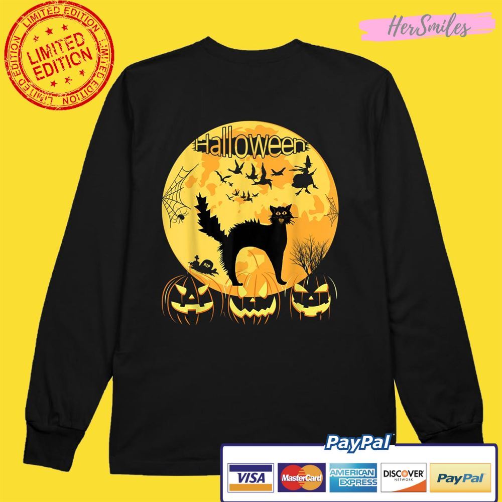 Black Scary Cat with Lighted Eyes Halloween Unisex T-Shirt Black Scary Cat with Lighted Eyes Halloween Unisex T-Shirt