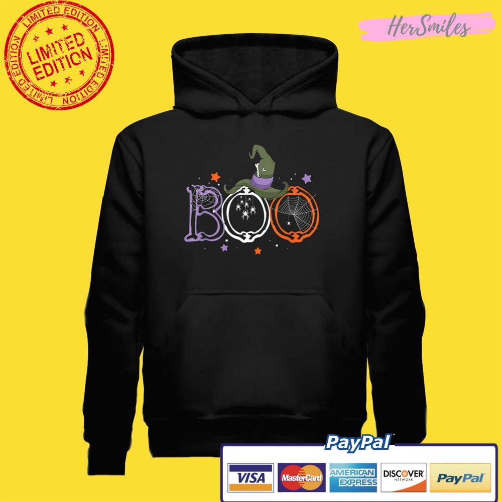 Boo Halloween With Spiders And Witch Hat Funny Halloween Gag Unisex T-Shirt Boo Halloween With Spiders And Witch Hat Funny Halloween Gag Unisex T-Shirt