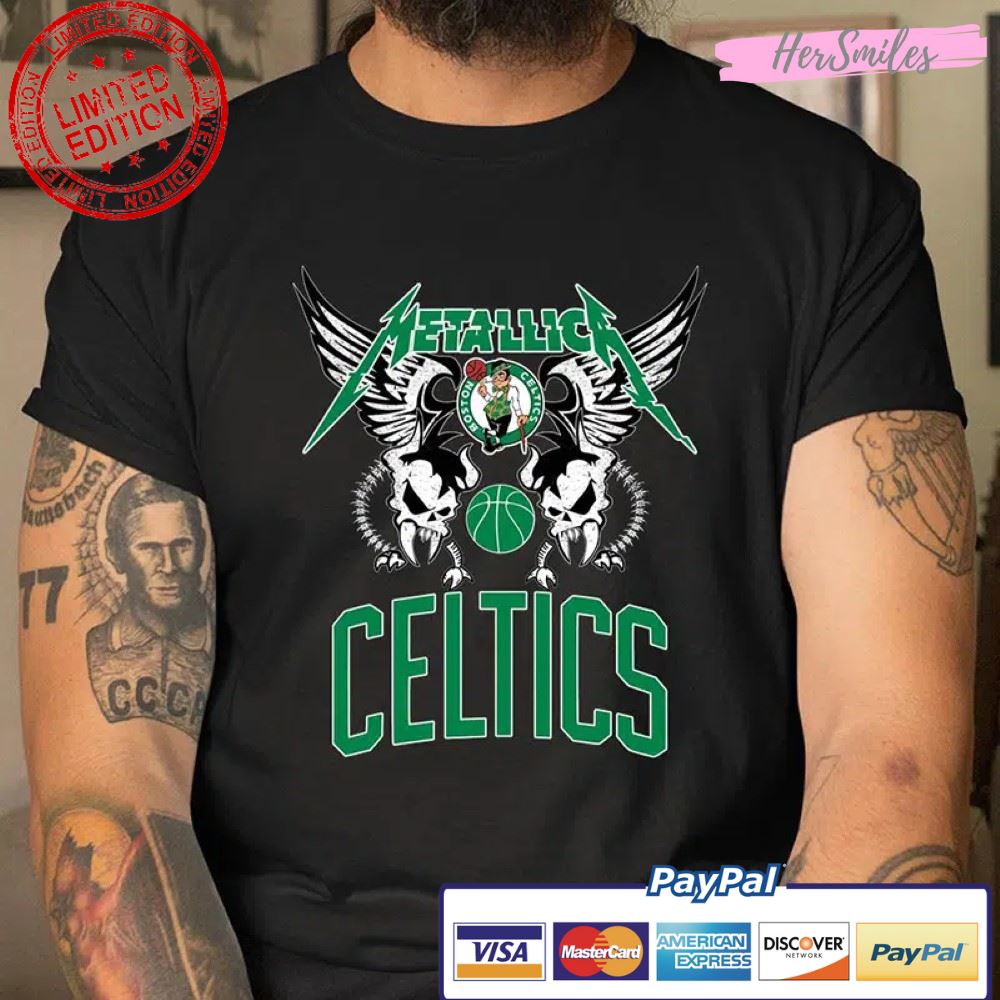 Boston Celtics Metallica Heavy Metal Band T Shirt