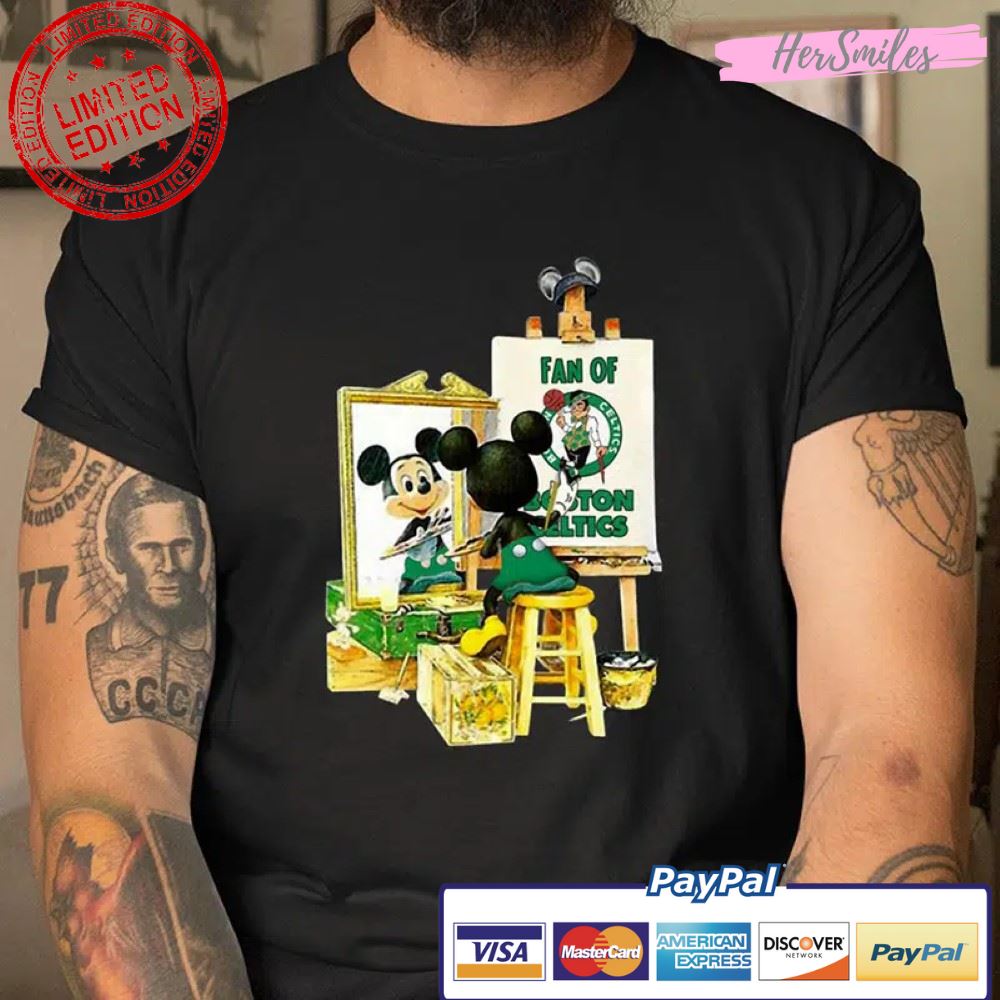 Boston Celtics Mickey Drawing T Shirt