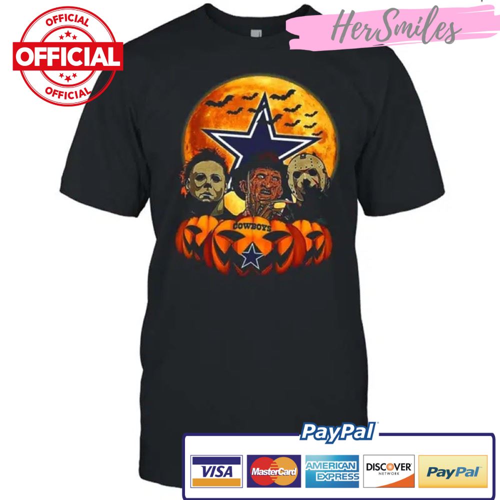 Dallas Cowboys Michael Myers and Freddy Krueger and Jason Voorhees Pumpkin Halloween shirt