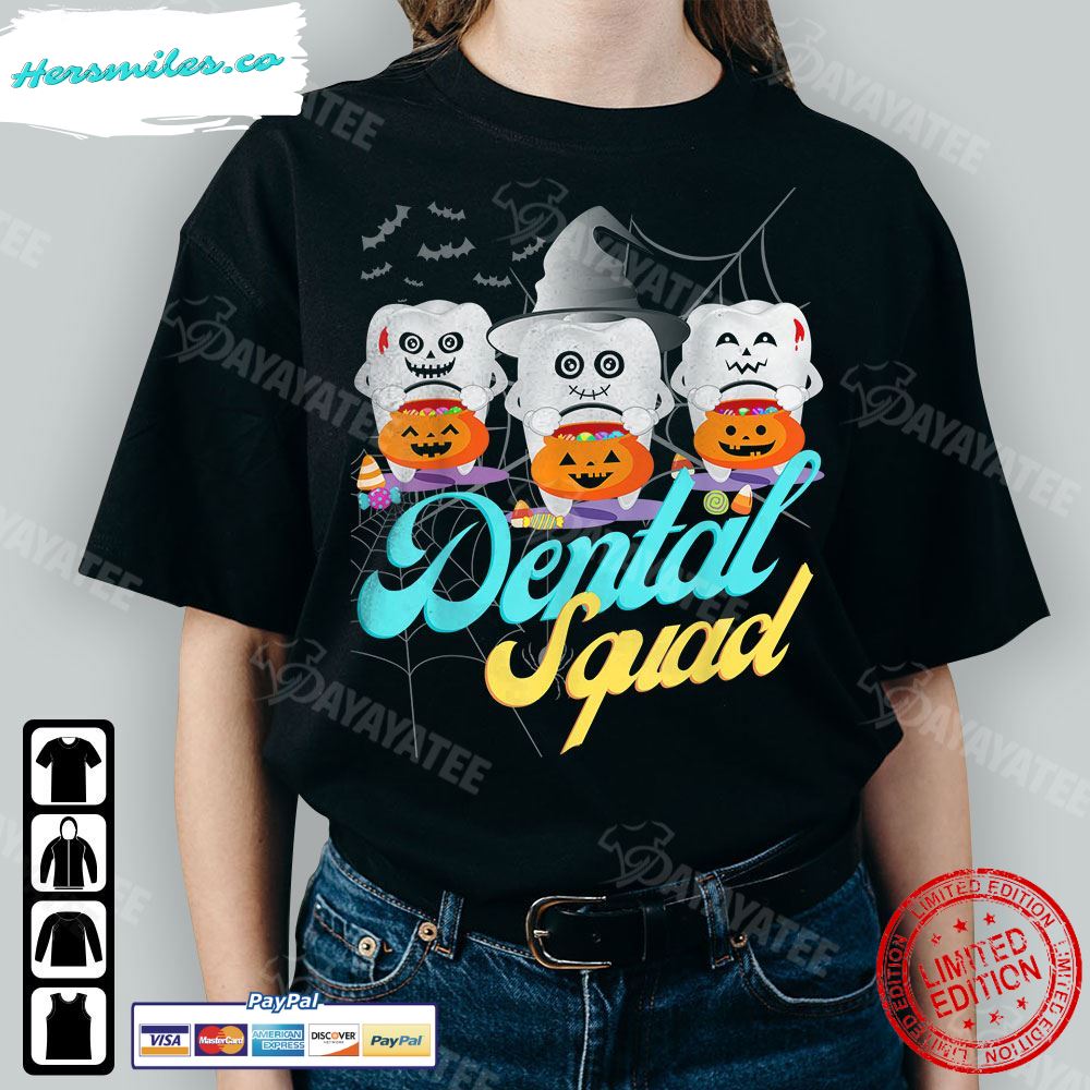 Dental Squad Shirt Pumpkin Dentist Halloween Costume T-Shirt