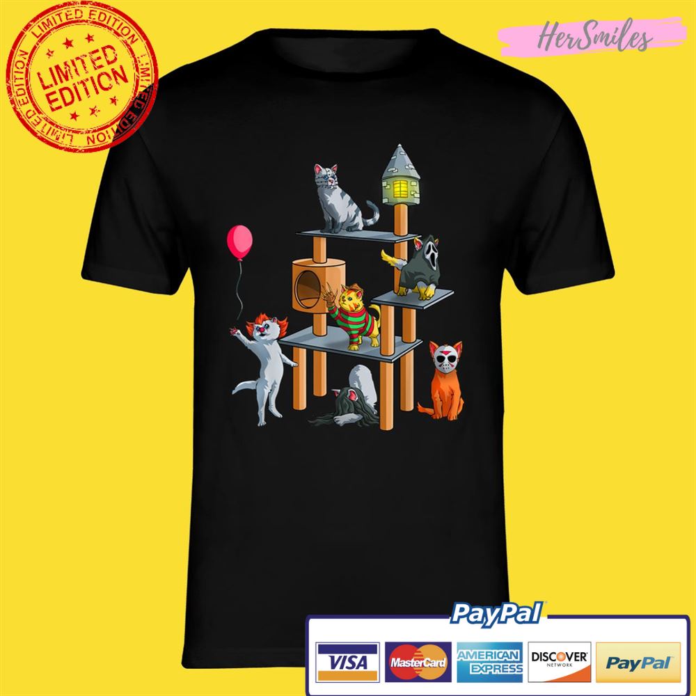 Funny Cat Horror Movies Cute Halloween Shirt