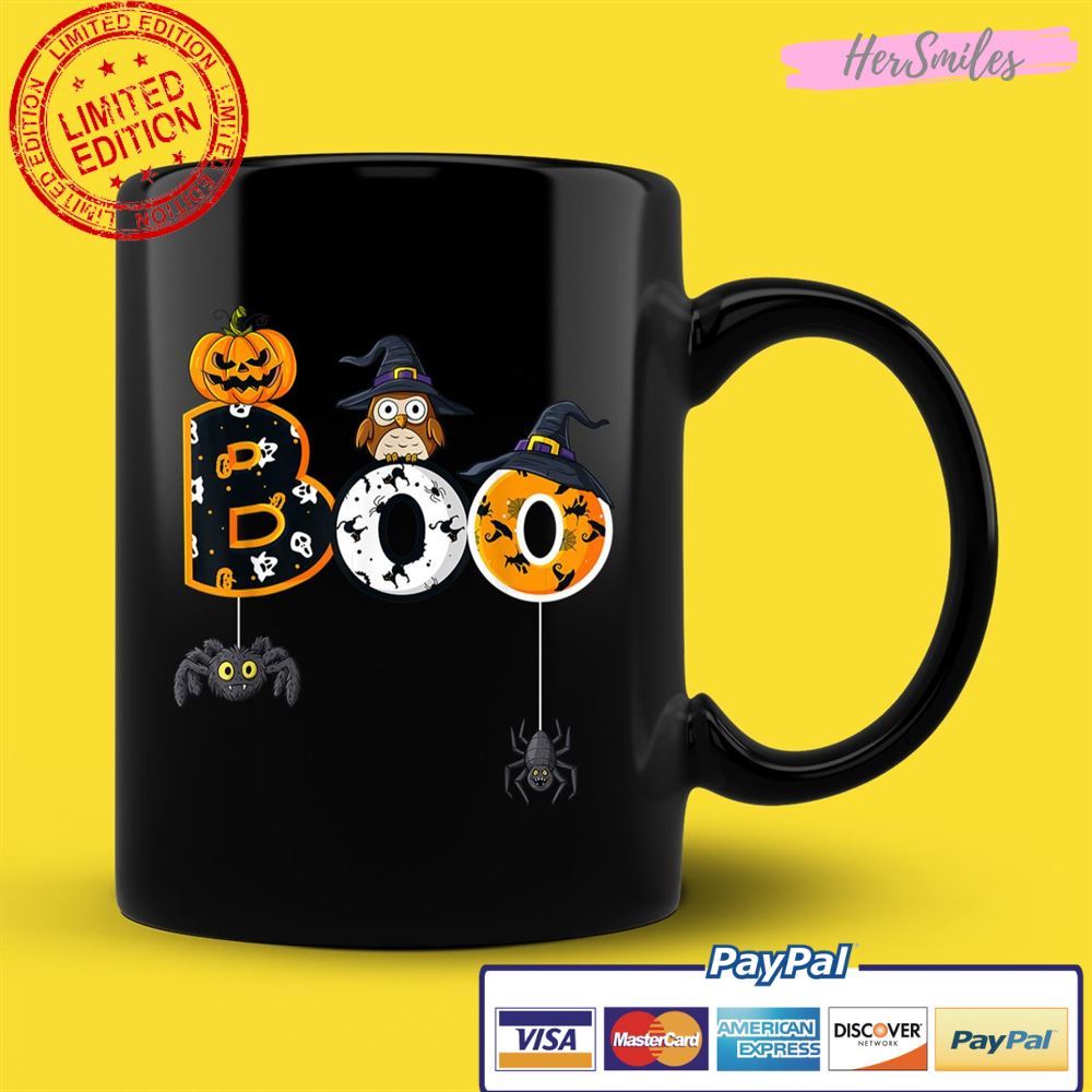Halloween Boo Owl With Witch Hat Spiders Boys Girls Kids Unisex T-Shirt