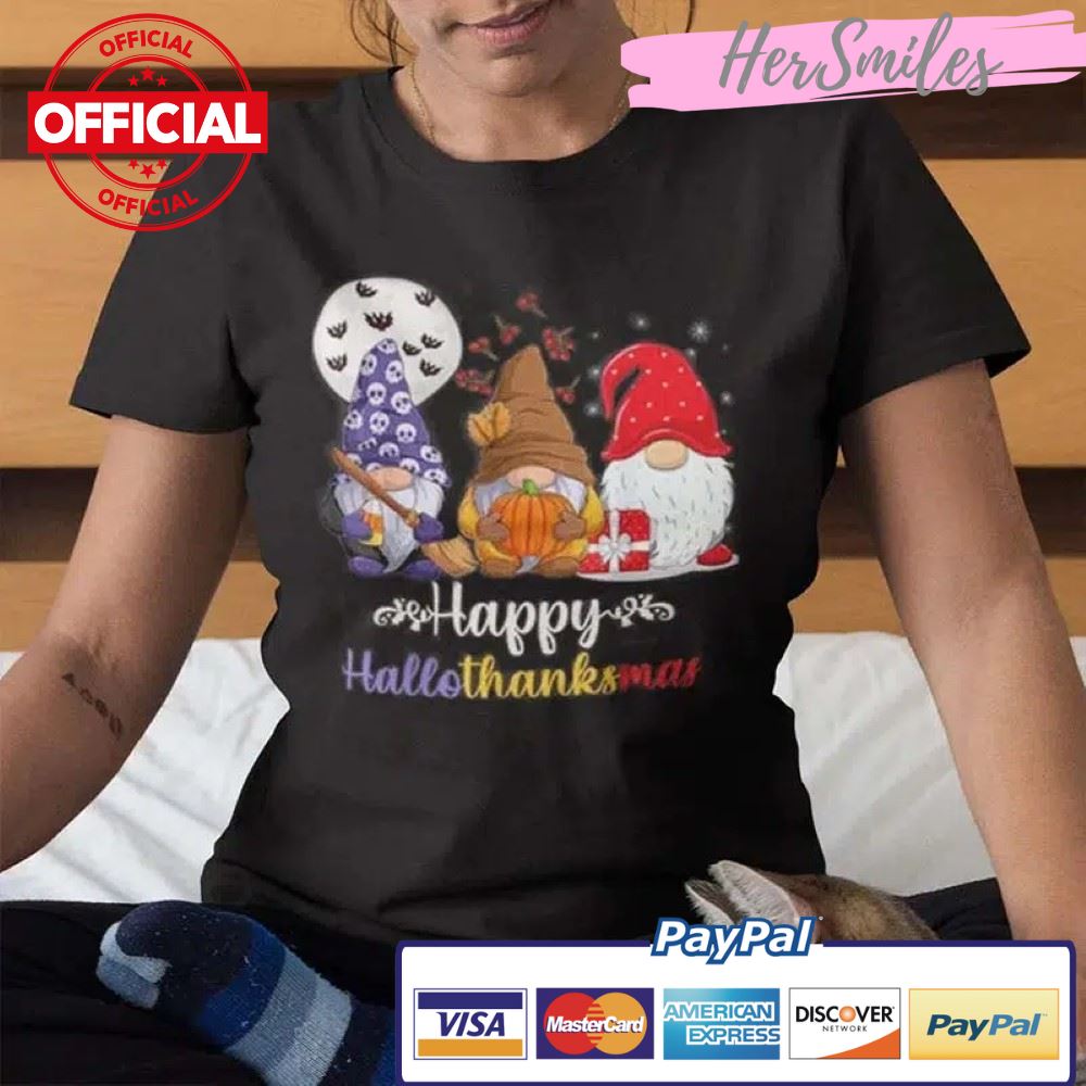 Happy Hallothanksmas Shirt Gnome Witch Pumpkin Santa
