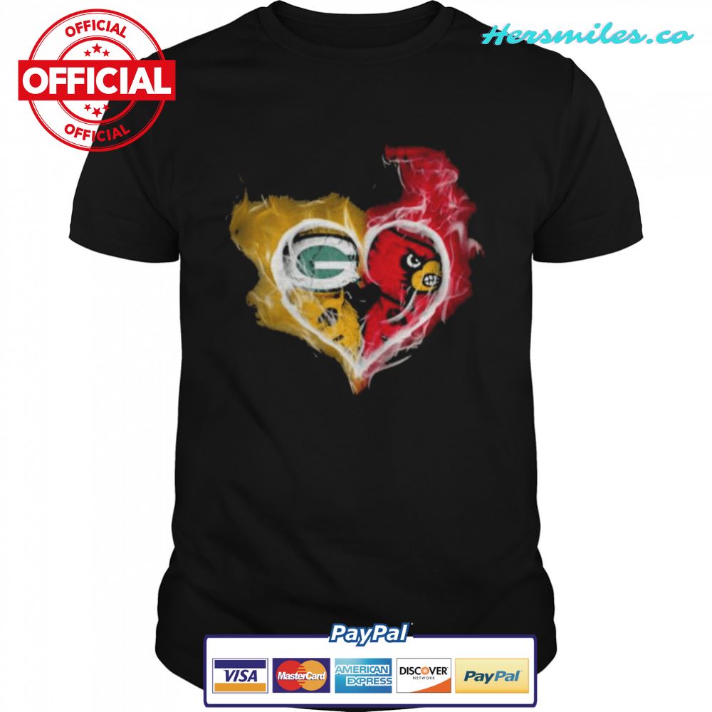 Heart Skull Green bay packers and Arizona Cardinals shirt