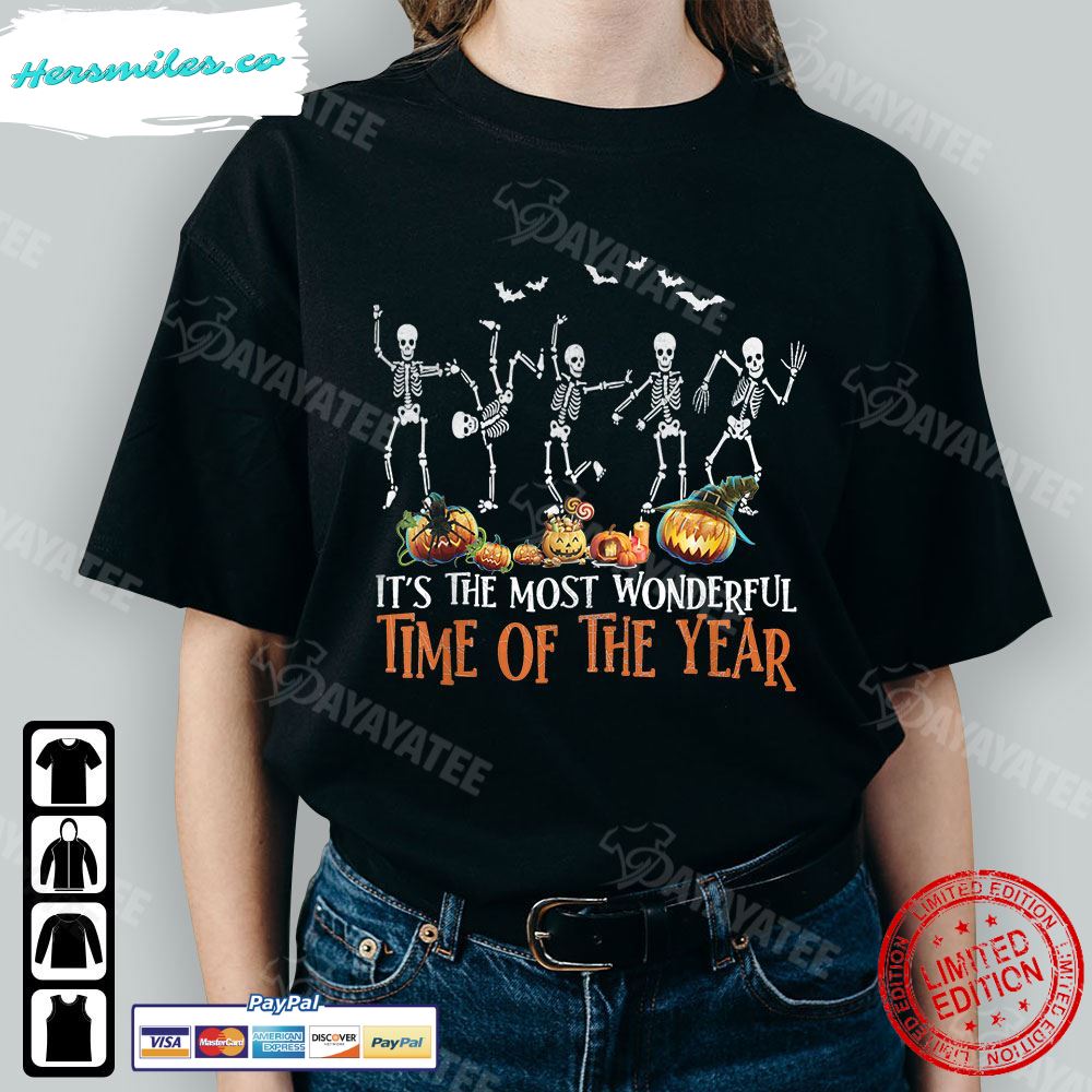 It’S The Most Wonderful Time Of The Year Shirt Skeleton Dance Halloween T-Shirt