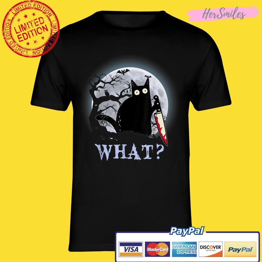 Murderous Black Cat With Knife Halloween Costume Unisex T-Shirt