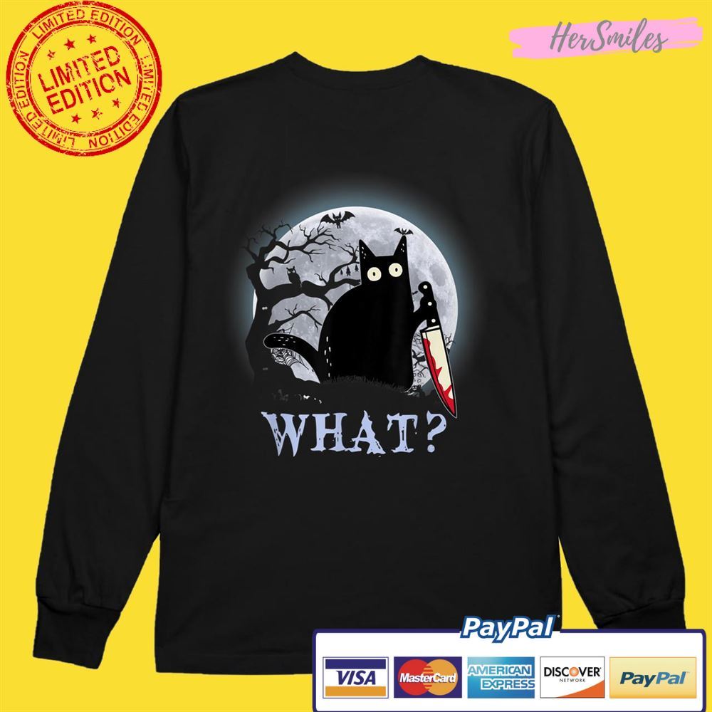 Murderous Black Cat With Knife Halloween Costume Unisex T-Shirt Murderous Black Cat With Knife Halloween Costume Unisex T-Shirt