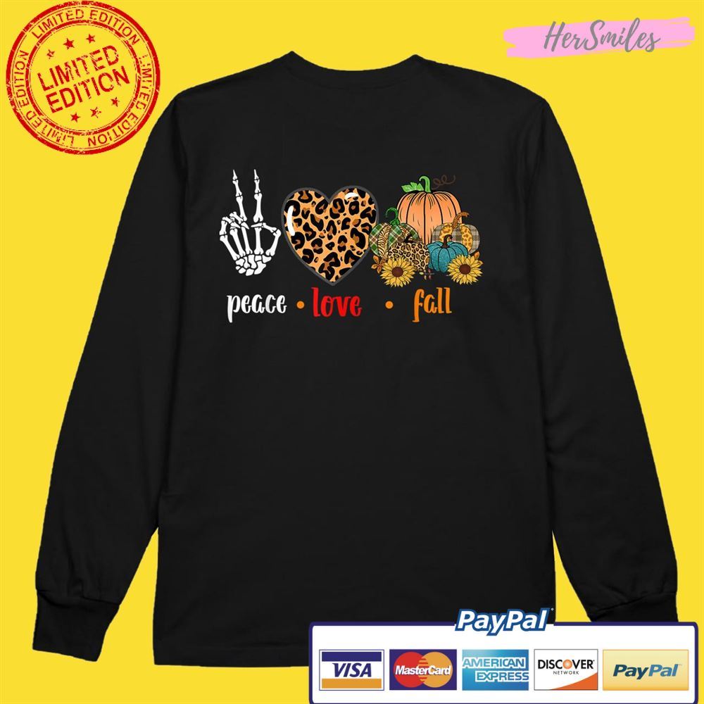Peace Love Fall Leopard Pumpkin Halloween Sunflower Women Unisex T-Shirt Peace Love Fall Leopard Pumpkin Halloween Sunflower Women Unisex T-Shirt