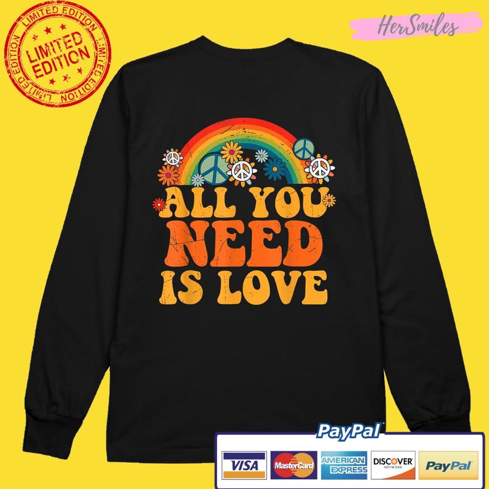 PEACE SIGN LOVE 60s 70s Tie Dye Hippie Halloween Unisex T-Shirt