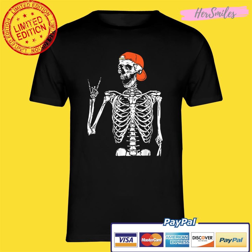 Rocker Skeleton Hand Rock On Funny Halloween Unisex T-Shirt Rocker Skeleton Hand Rock On Funny Halloween Unisex T-Shirt