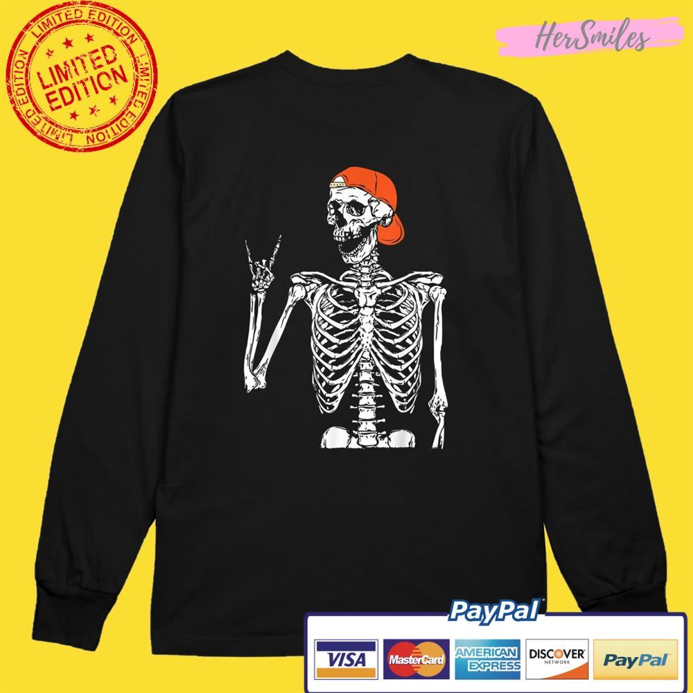 Rocker Skeleton Hand Rock On Funny Halloween Unisex T-Shirt Rocker Skeleton Hand Rock On Funny Halloween Unisex T-Shirt