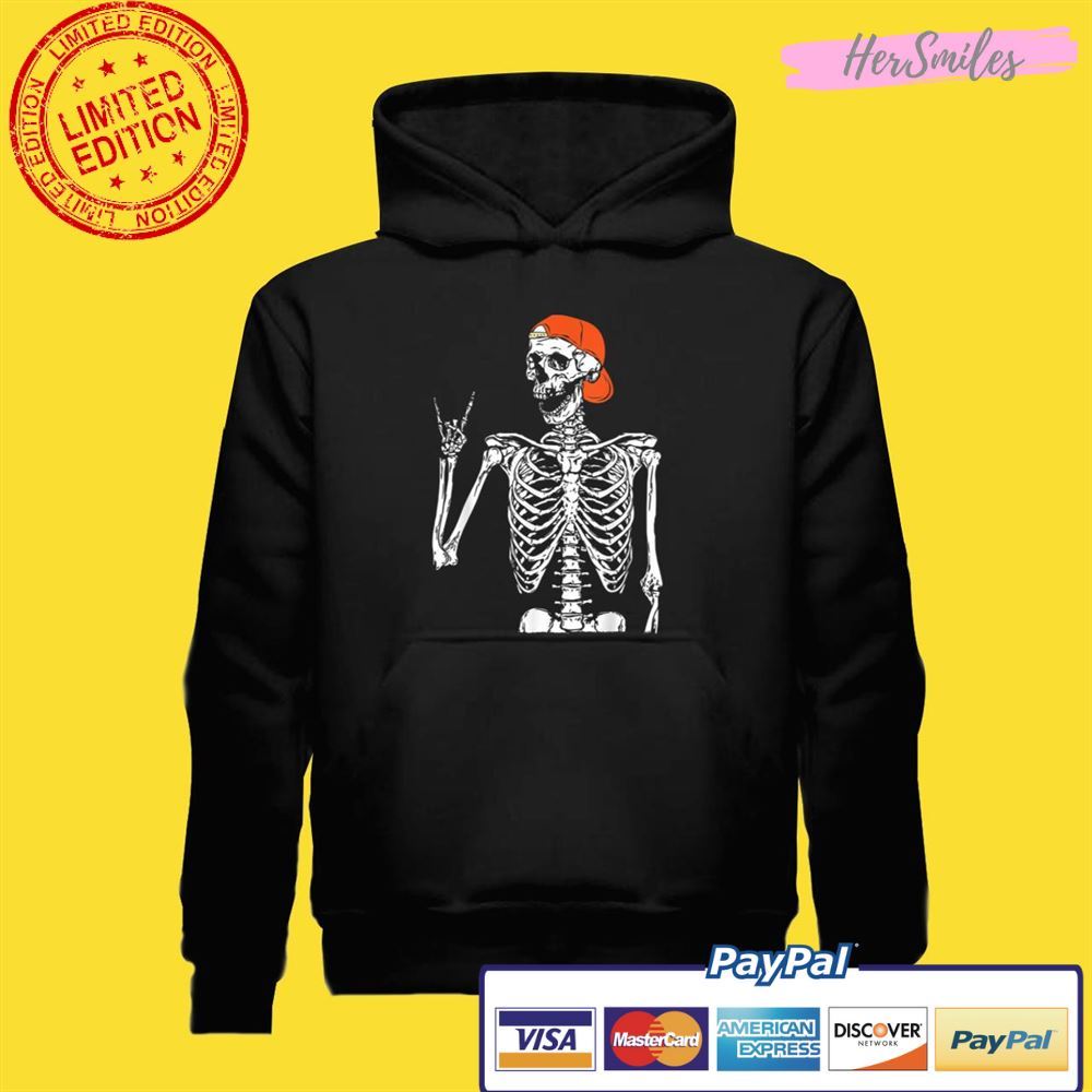 Rocker Skeleton Hand Rock On Funny Halloween Unisex T-Shirt