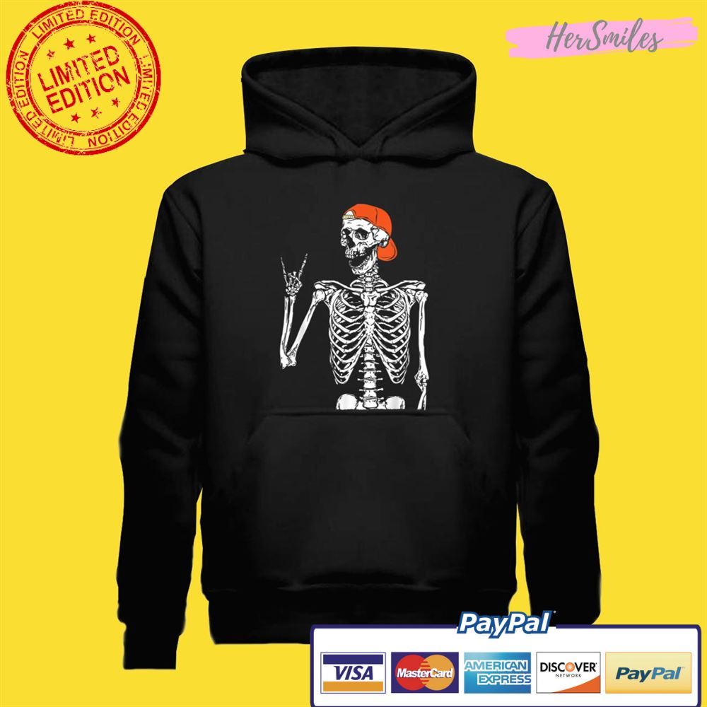 Rocker Skeleton Hand Rock On Funny Halloween Unisex T-Shirt Rocker Skeleton Hand Rock On Funny Halloween Unisex T-Shirt