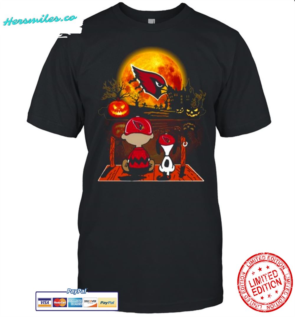 Snoopy and Charlie Brown Pumpkin Arizona Cardinals Halloween Moon shirt