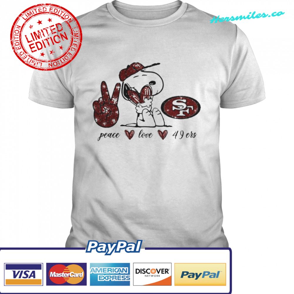 Snoopy peace love San Francisco 49ers shirt