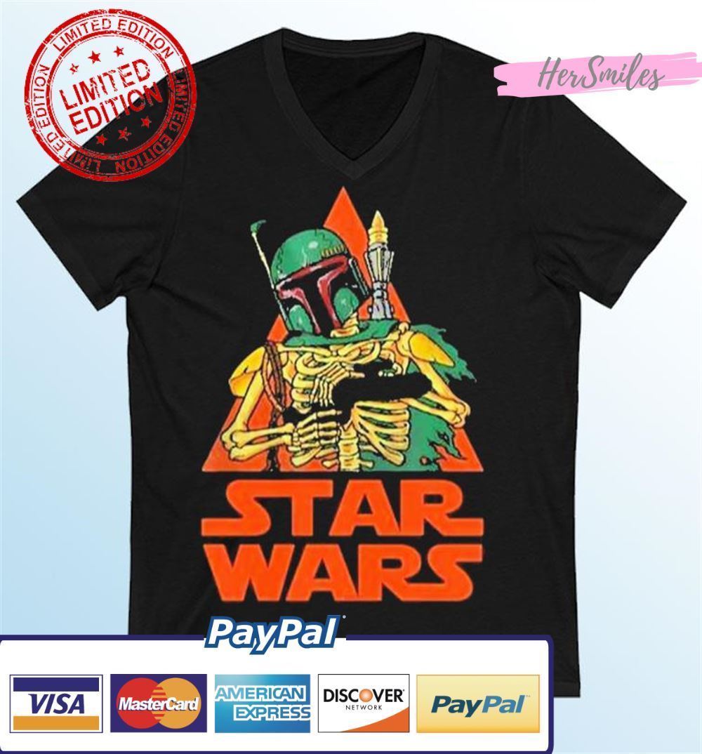 Star Wars Boba Fett Skeleton Happy Halloween Graphic T-Shirt