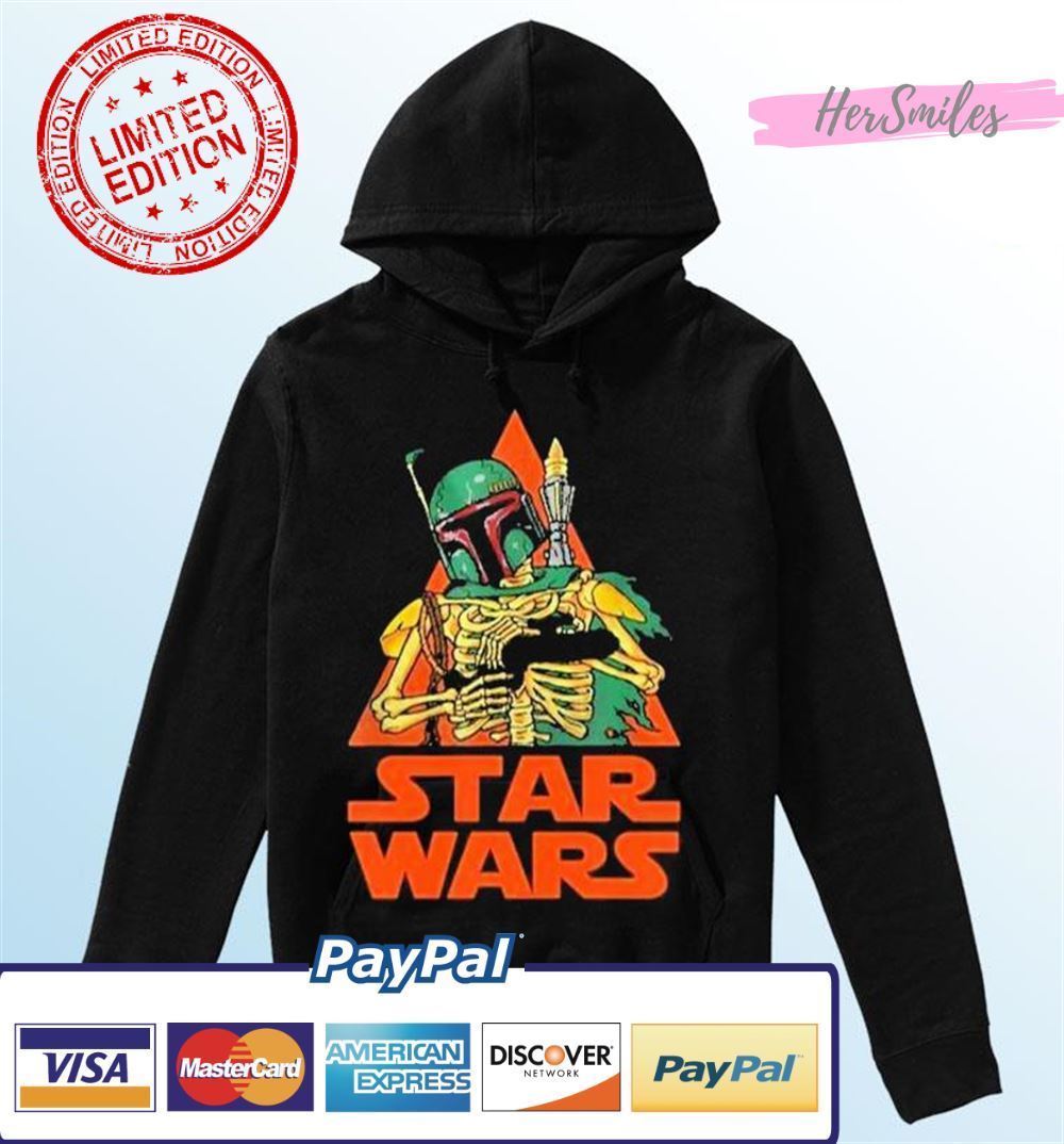 Star Wars Boba Fett Skeleton Happy Halloween Graphic T-Shirt