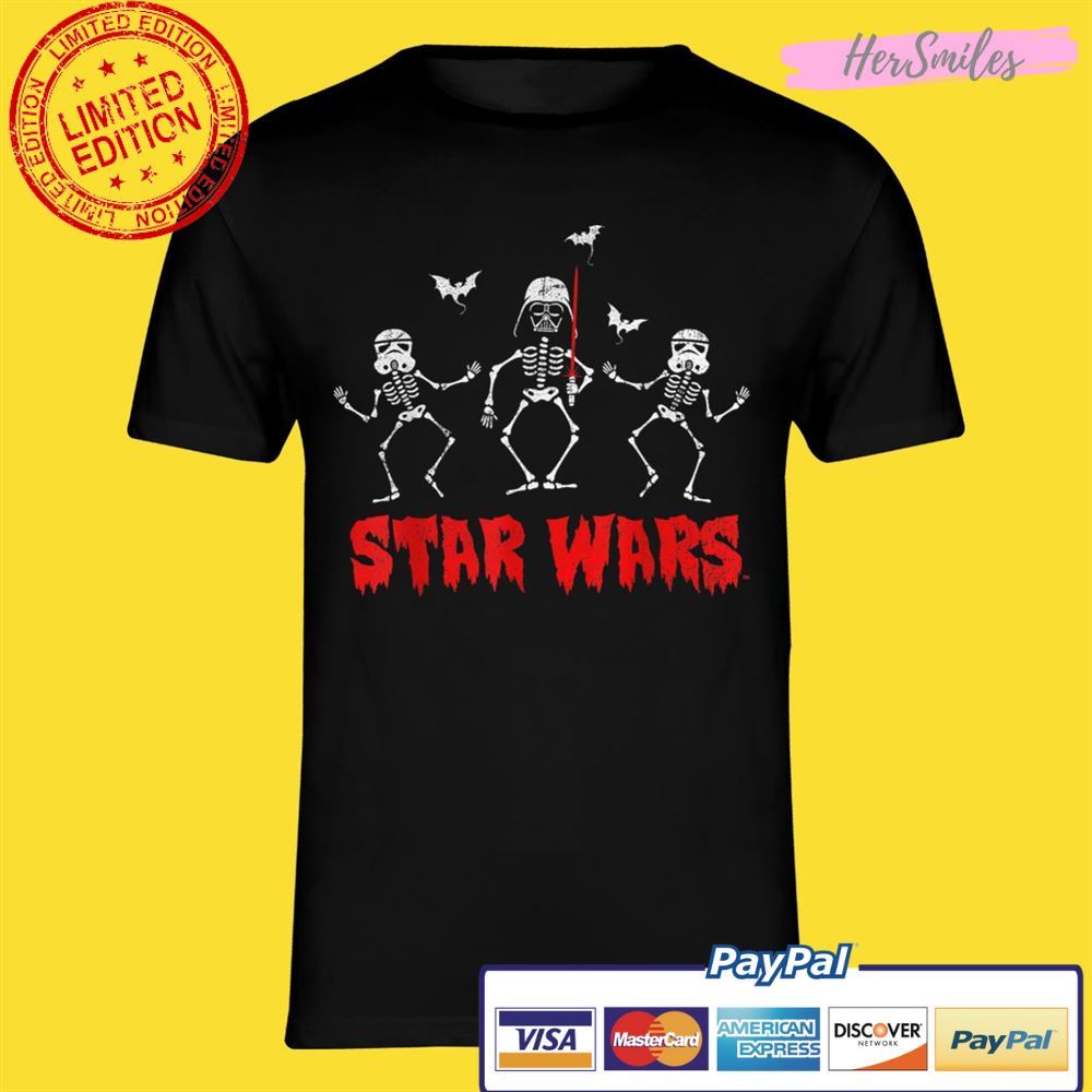 Star Wars Halloween Darth Vader & Stormtroopers Skeletons Unisex T-Shirt Star Wars Halloween Darth Vader & Stormtroopers Skeletons Unisex T-Shirt