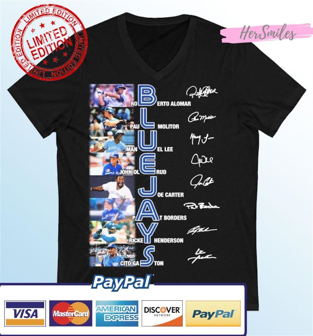 Toronto Blue Jays Baseball Team Players Signatures Graphic T-Shirt