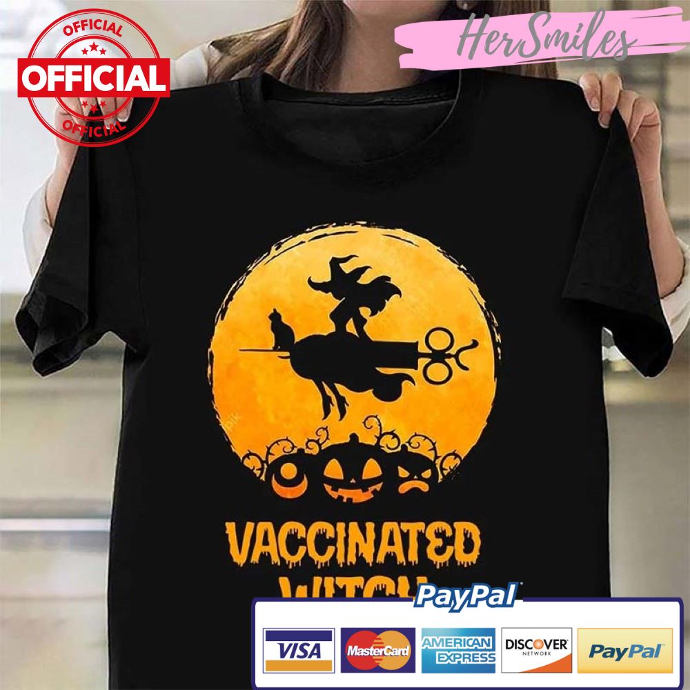 Vaccinated Witch Halloween Shirt Pumpkin Halloween