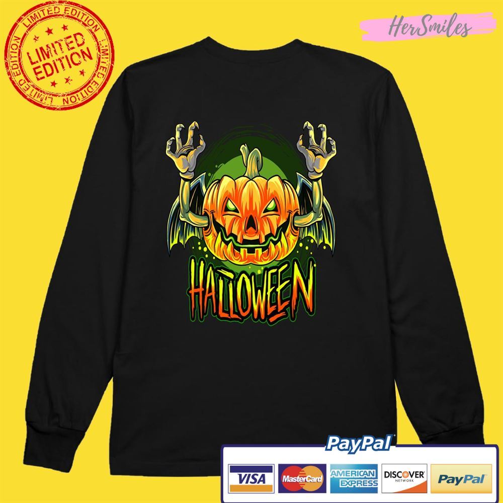 Vampire Bat With Halloween Pumpkin Head Karikatur Unisex T-Shirt Vampire Bat With Halloween Pumpkin Head Karikatur Unisex T-Shirt