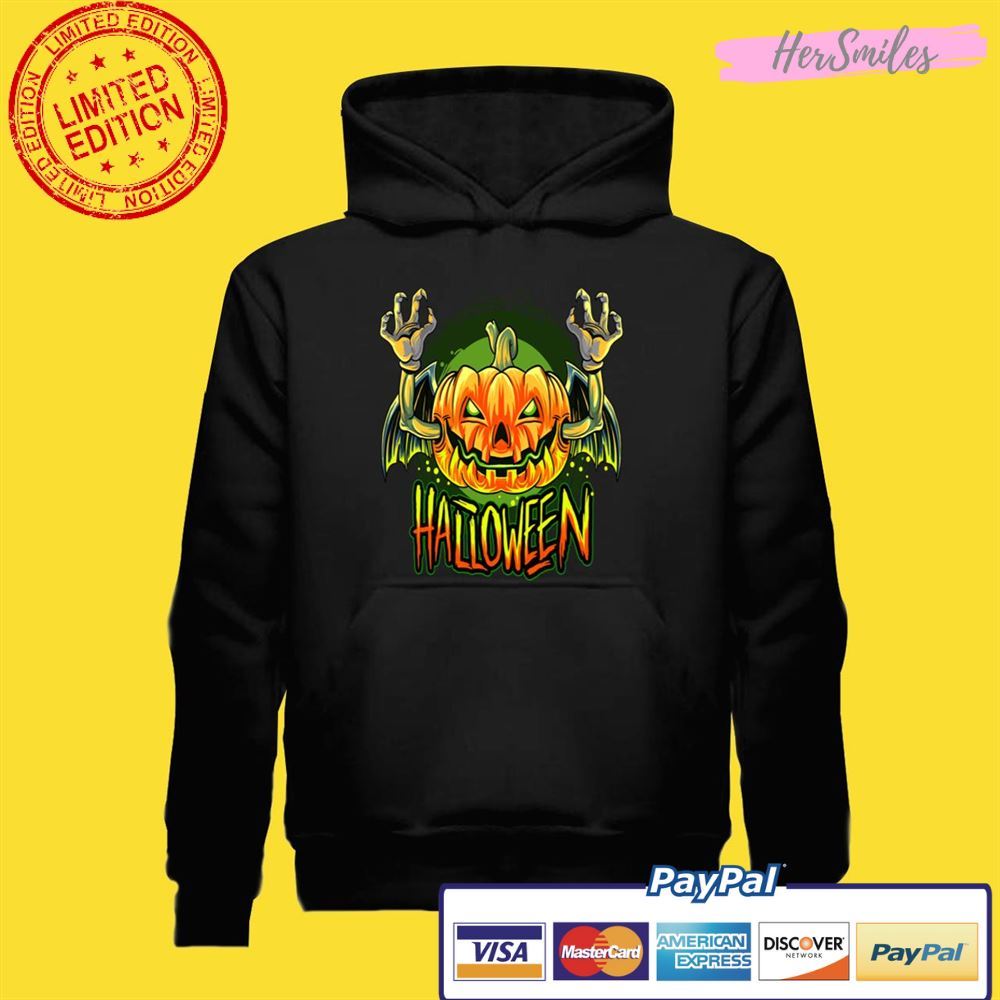Vampire Bat With Halloween Pumpkin Head Karikatur Unisex T-Shirt Vampire Bat With Halloween Pumpkin Head Karikatur Unisex T-Shirt