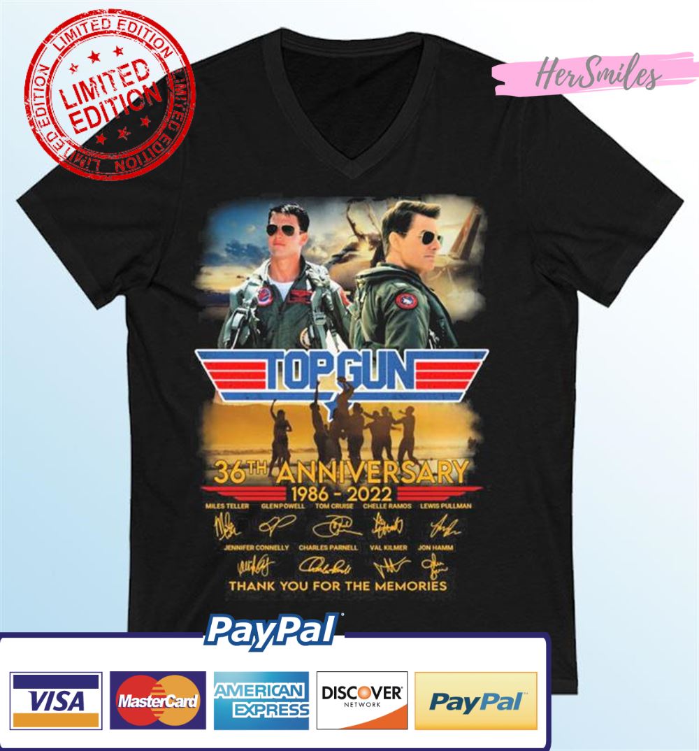 Top Gun 36th Anniversary 1986-2022 Thank You For The Memories Signatures T-Shirt