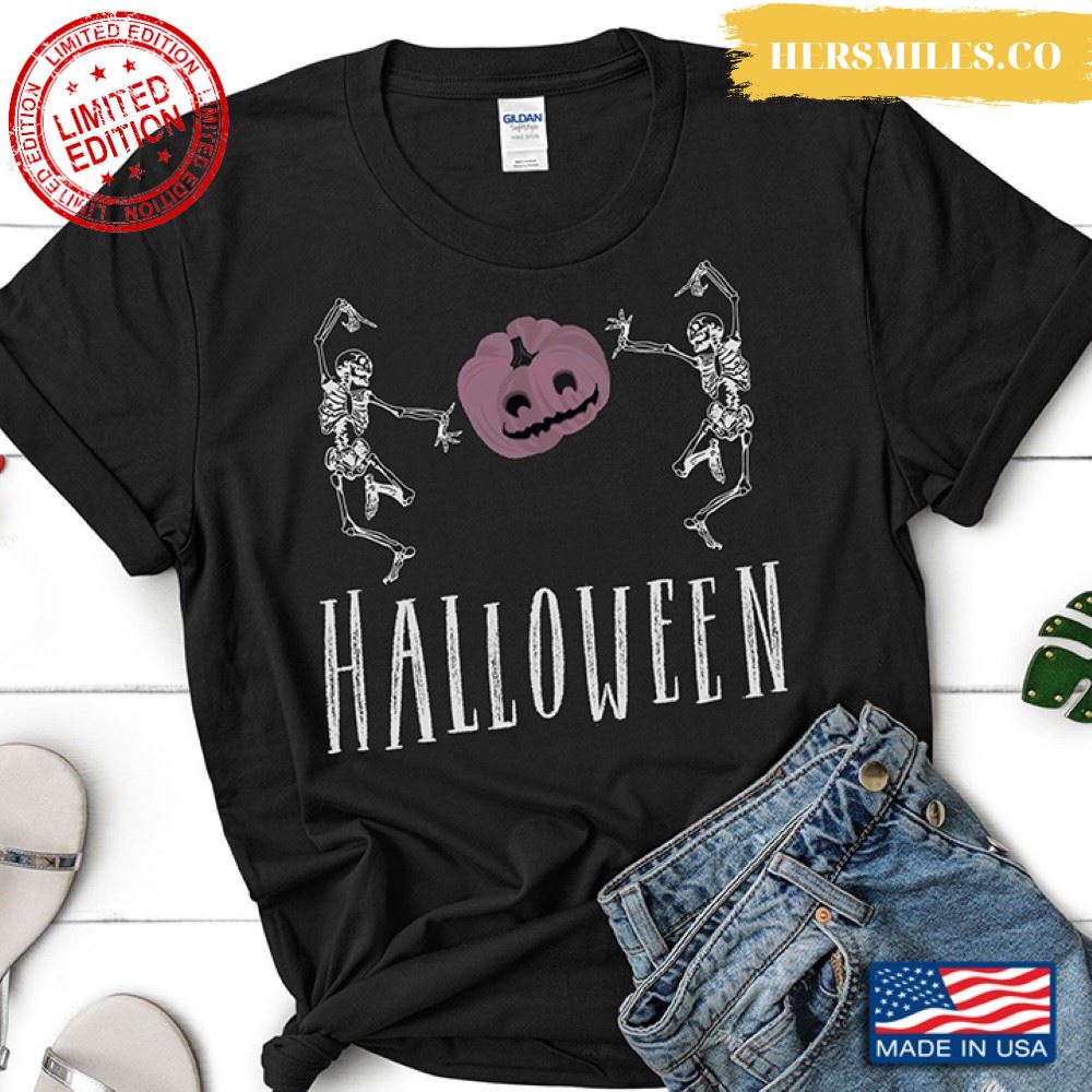 Halloween Dancing Skeletons And Pumpkin Shirt