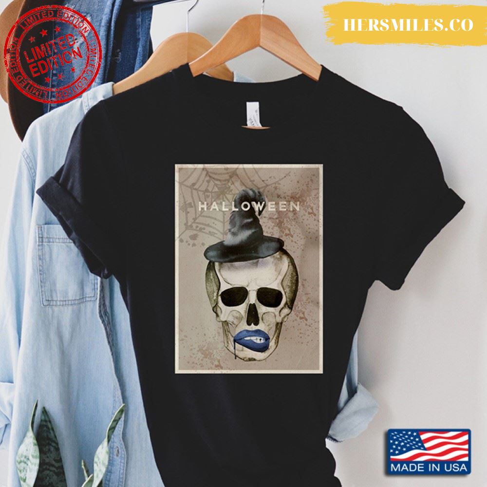 Halloween Skull With Witch Hat Shirt