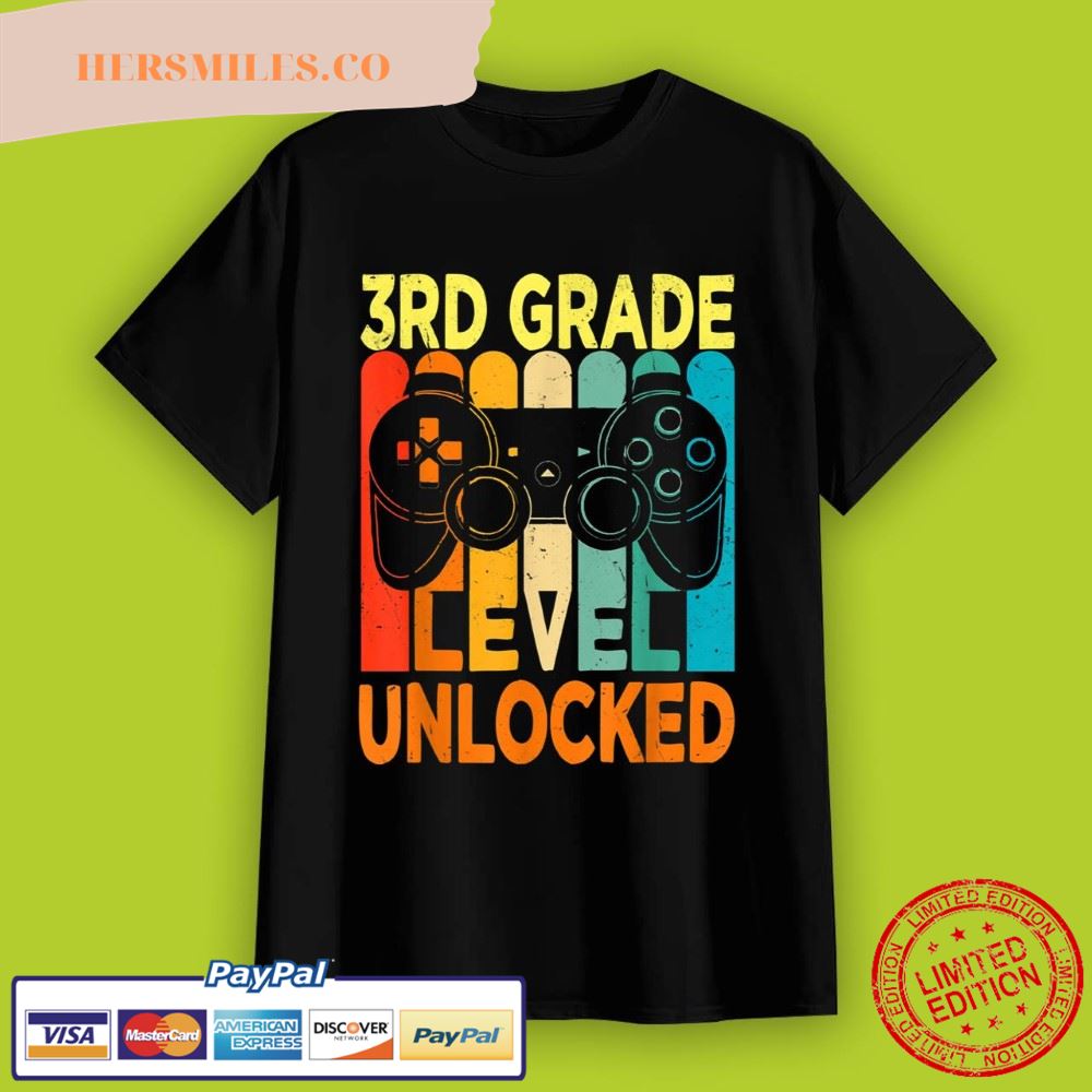 Hello 3rd Grade Level Unlocked Video Game Back to School Boy T-Shirt