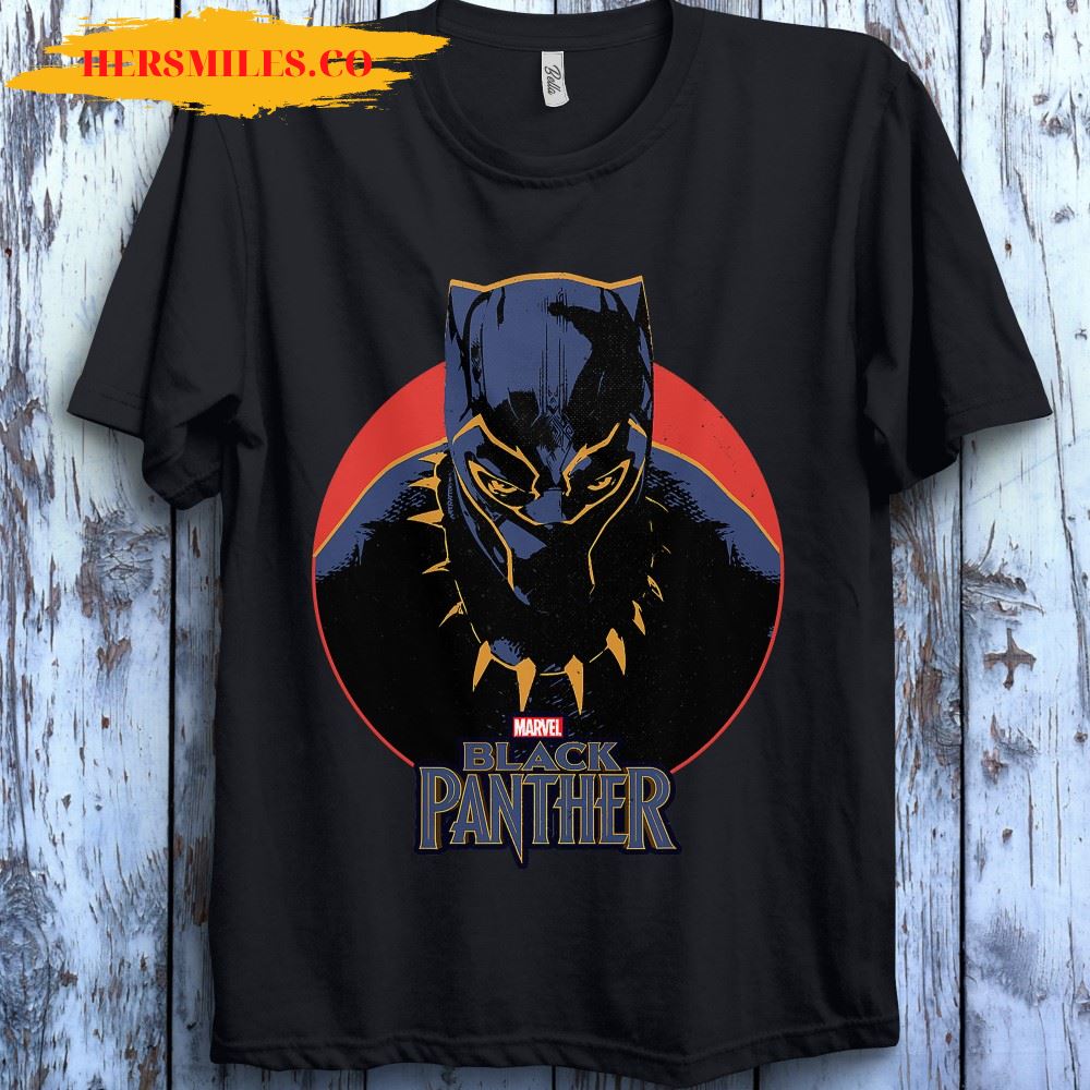Marvel Avengers Black Panther Movie Retro Circle Portrait Wakanda Forever T-Shirt