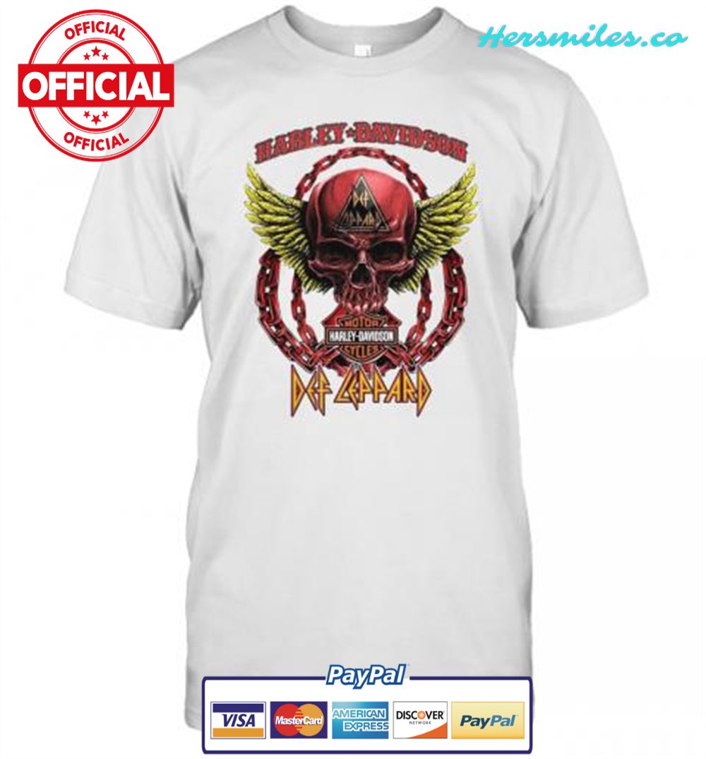 Skull Harley Davidson Motorcycles Def Leppard T-Shirt