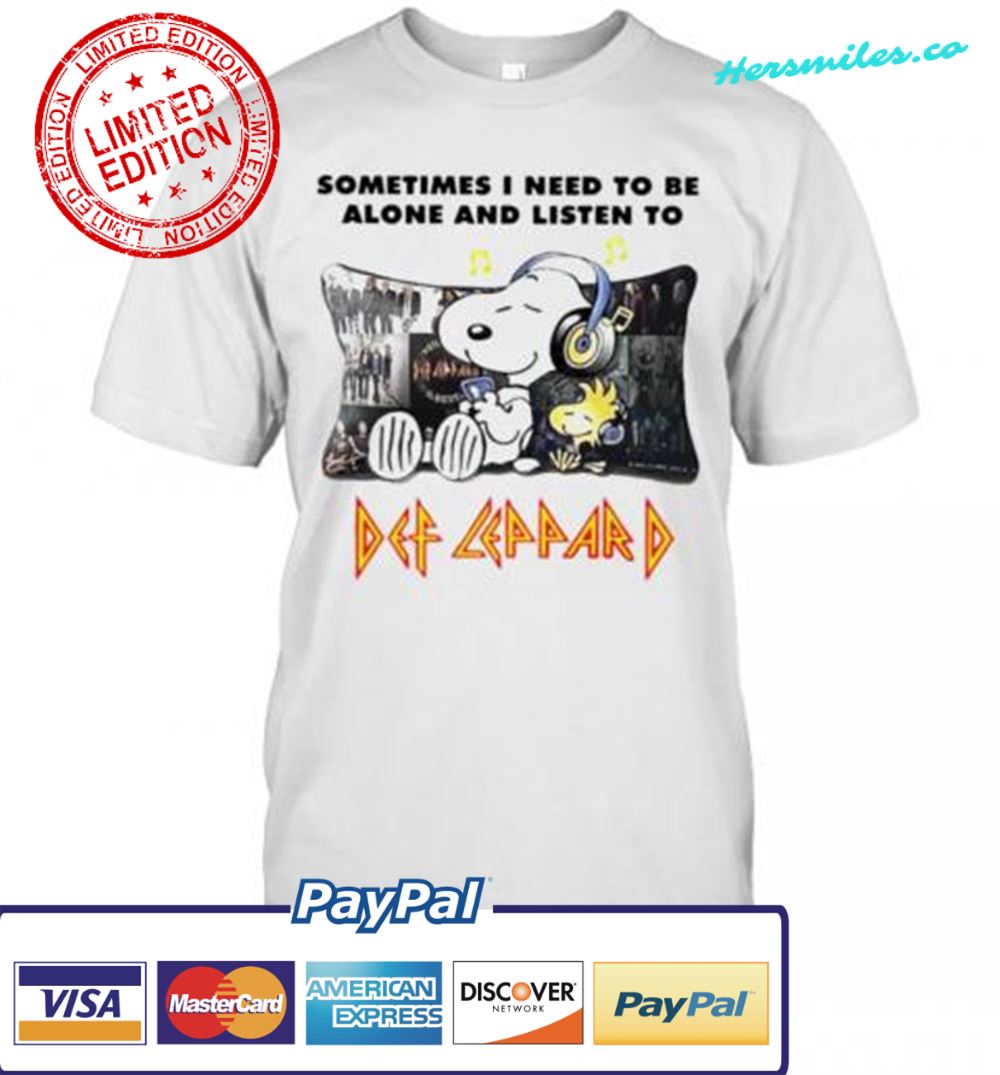 Snoopy Sometimes I Need To Be Alone And Listen To Def Leppard T-Shirt
