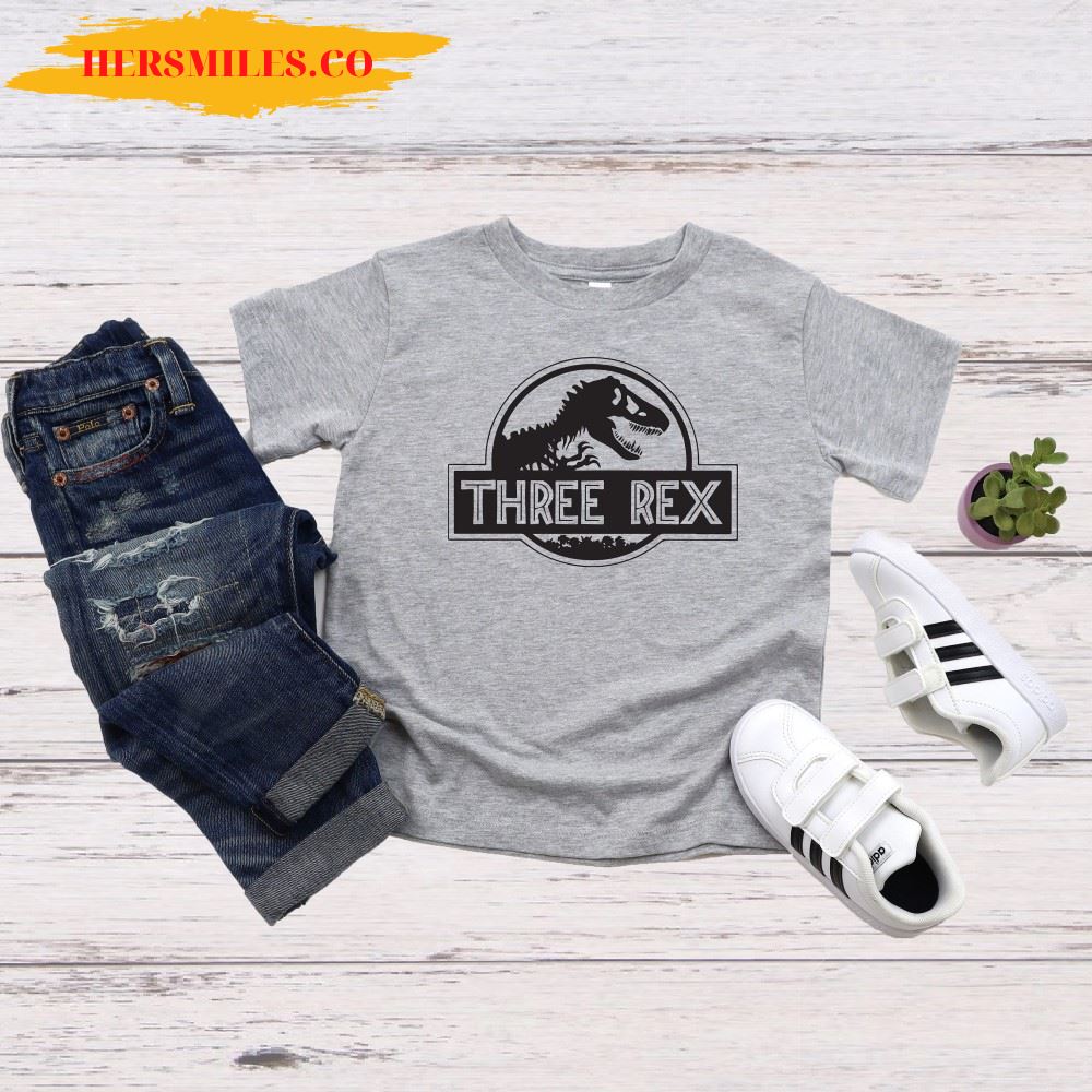 Three Rex Birthday T-shirt, 3rd Birthday Raglan T-shirt