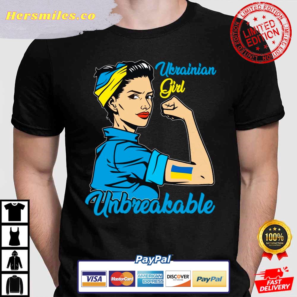 Ukrainian Women Girl Unbreakable Ukraine Flag Support Ukraine T-Shirt
