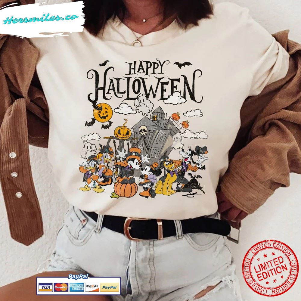 Vintage Disney Happy Halloween shirt, Vintage Mickey and Friends Halloween 2022, Vintage Disney Castle Halloween, Disney Halloween Family – 1