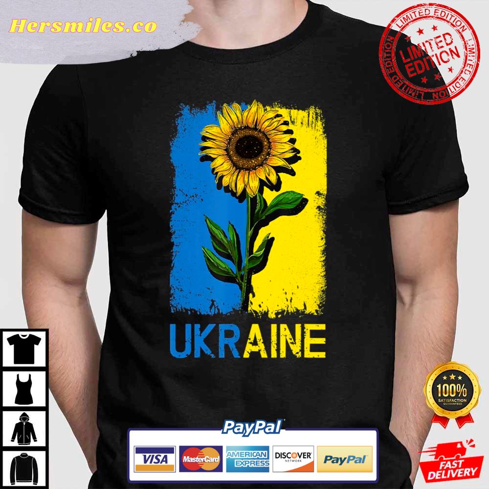 Vintage Sunflower Ukraine Flag Ukrainian Support Ukraine T-Shirt