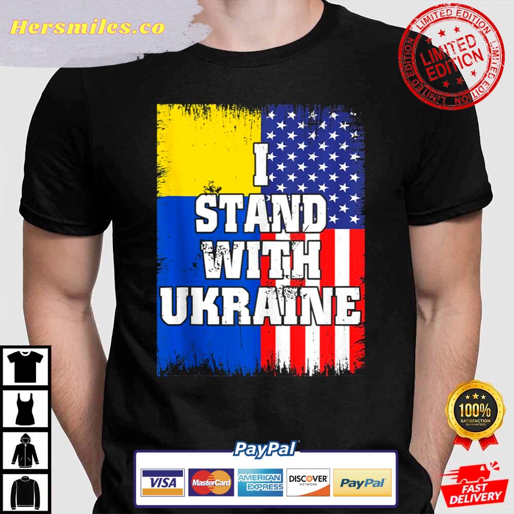 Vintage Ukrainian American Flag Ukraine Patriotic Usa Roots Support Ukraine T-Shirt