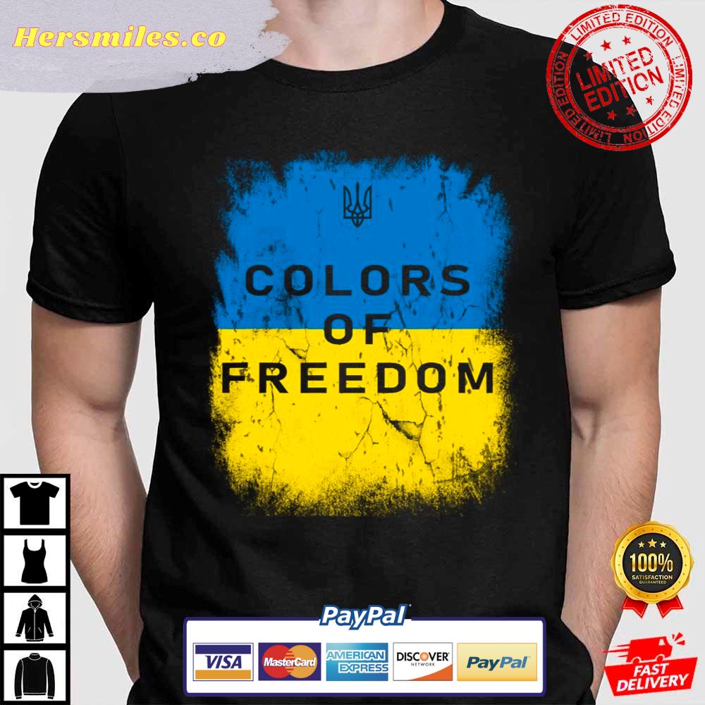 Vintage Ukrainian Flag Trident Colors Of Freedom Ukraine Support Ukraine T-Shirt