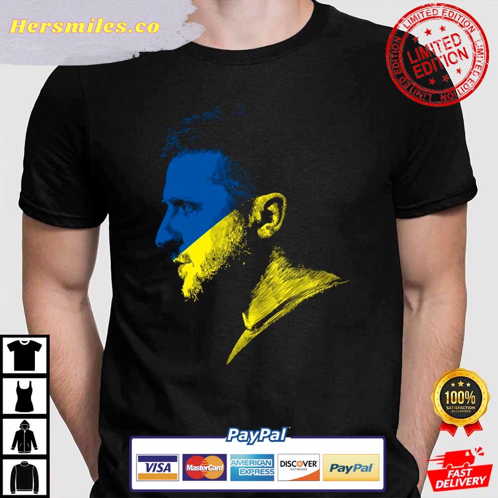 Volodymyr Zelensky Portrait Ukraine Flag Support Ukraine T-Shirt