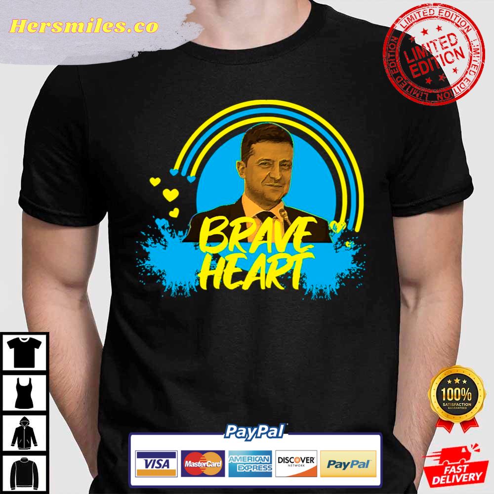 Volodymyr Zelenskyy Brave Heart  Support Ukraine T-Shirt