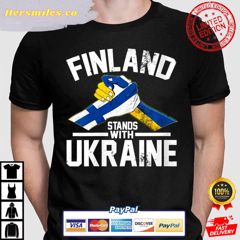 Womens Finland Stands With Ukraine Ukrainian Finish Flag Tees Support Ukraine T-Shirt