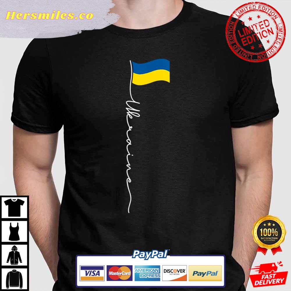 Womens Ukraine Signature Flag Pole Patriotic Ukrainian Flag Support Ukraine T-Shirt