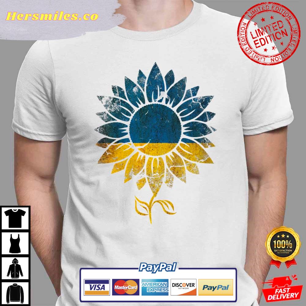 Womens Vintage Ukraine Flag Sunflower Support Stand With UkraineSupport Ukraine T-Shirt