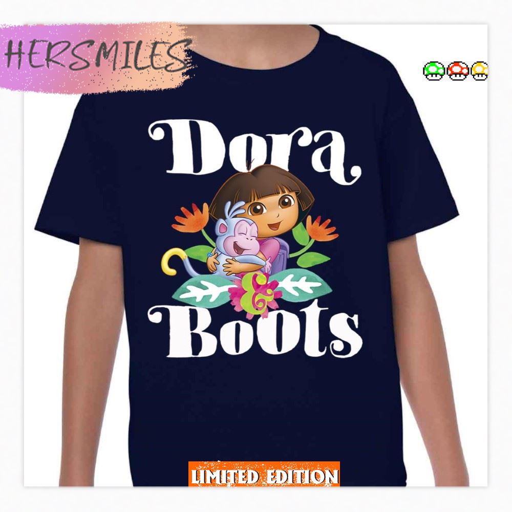 Dora The Explorer Dora And Boots Hugging Portrait TShirt Hersmiles
